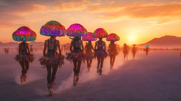 Findyourself 2025melisarthouse mushroom head people are riding colorful byscle 8cfc37a3 f6de 401d a8fd a053c9e92e46 3 topaz upscale 2x